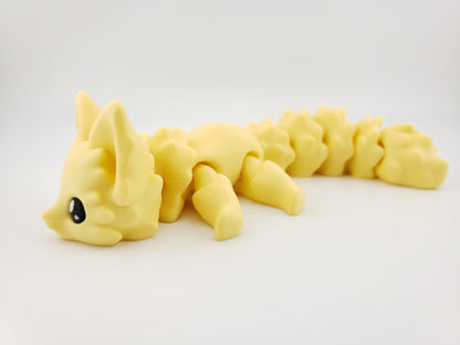 Articulated Cute Banana Yellow Flexi Fox 7.5 Inches - 3D Printed Fidget Fantasy - Authorized Seller - Articulated Desk Buddy