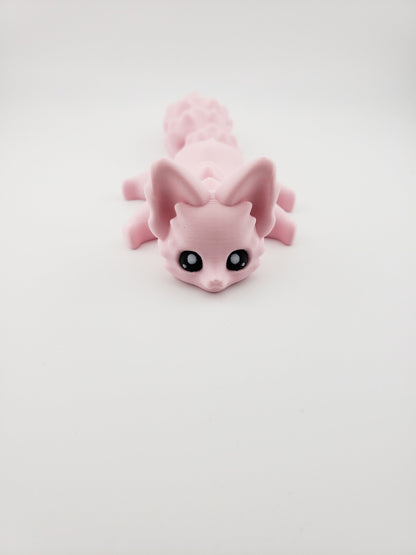Articulated Cute Pink Flexi Fox 7.5 Inches - 3D Printed Fidget Fantasy - Authorized Seller - Articulated Desk Buddy