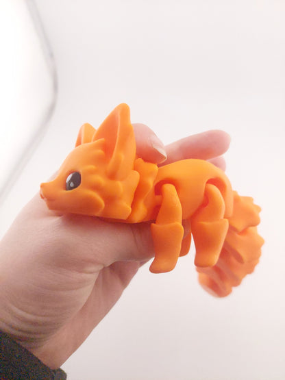 Articulated Cute Orange Flexi Fox 7.5 Inches - 3D Printed Fidget Fantasy - Authorized Seller - Articulated Desk Buddy