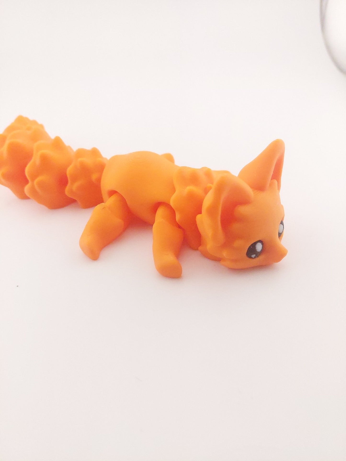 Articulated Cute Orange Flexi Fox 7.5 Inches - 3D Printed Fidget Fantasy - Authorized Seller - Articulated Desk Buddy