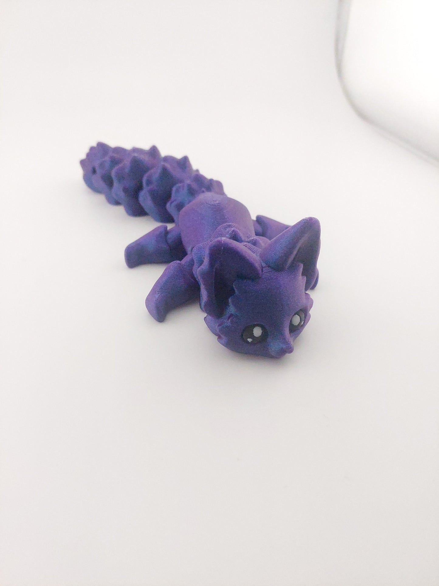 Articulated Cute Nebula Purple Flexi Fox 7.5 Inches - 3D Printed Fidget Fantasy - Authorized Seller - Articulated Desk Buddy