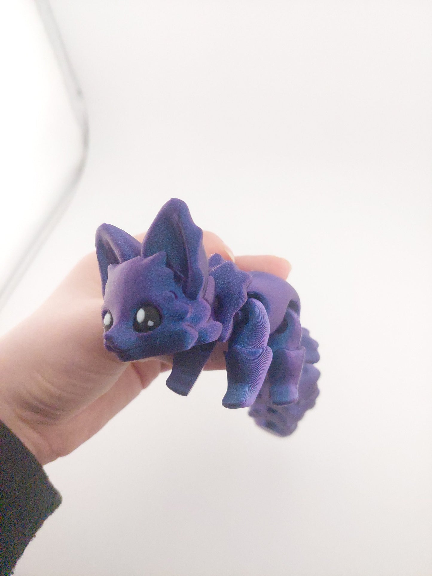 Articulated Cute Nebula Purple Flexi Fox 7.5 Inches - 3D Printed Fidget Fantasy - Authorized Seller - Articulated Desk Buddy