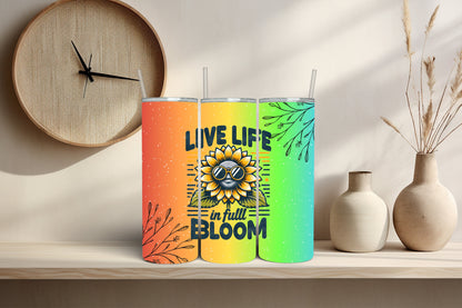 Inspiration Tumbler - Vibrant Rainbow Floral Travel Cup for Joyful Living 20 oz