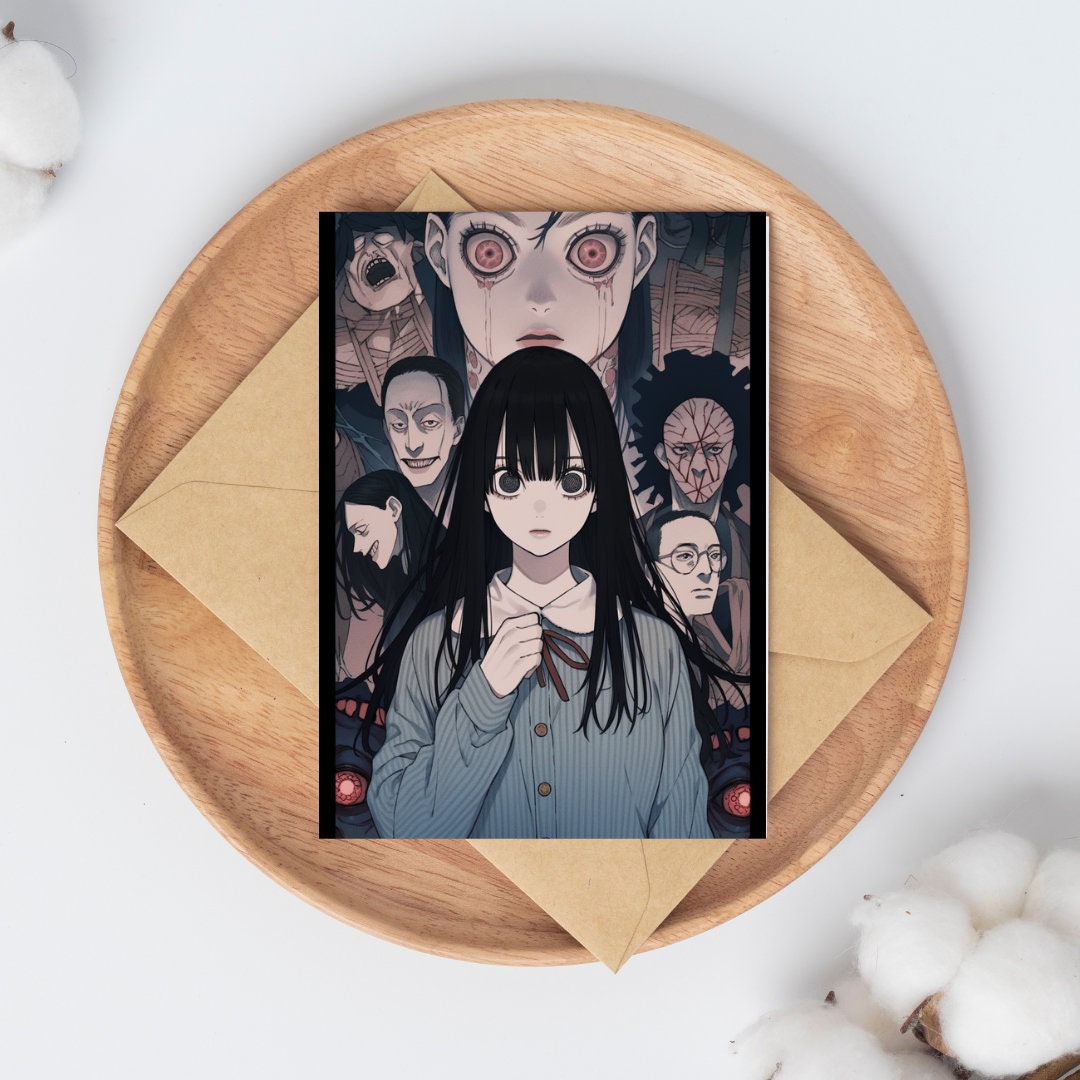 Eerie Lineage - Anime Girl with Macabre Family Portrait Art Print