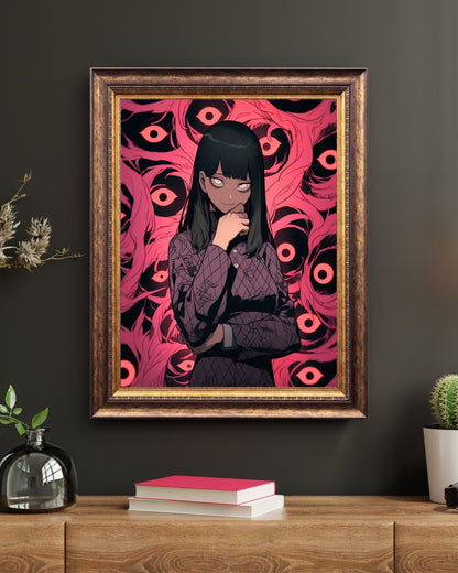 Sinister Smirk - Dark Anime Girl with Ominous Eyes Art Print