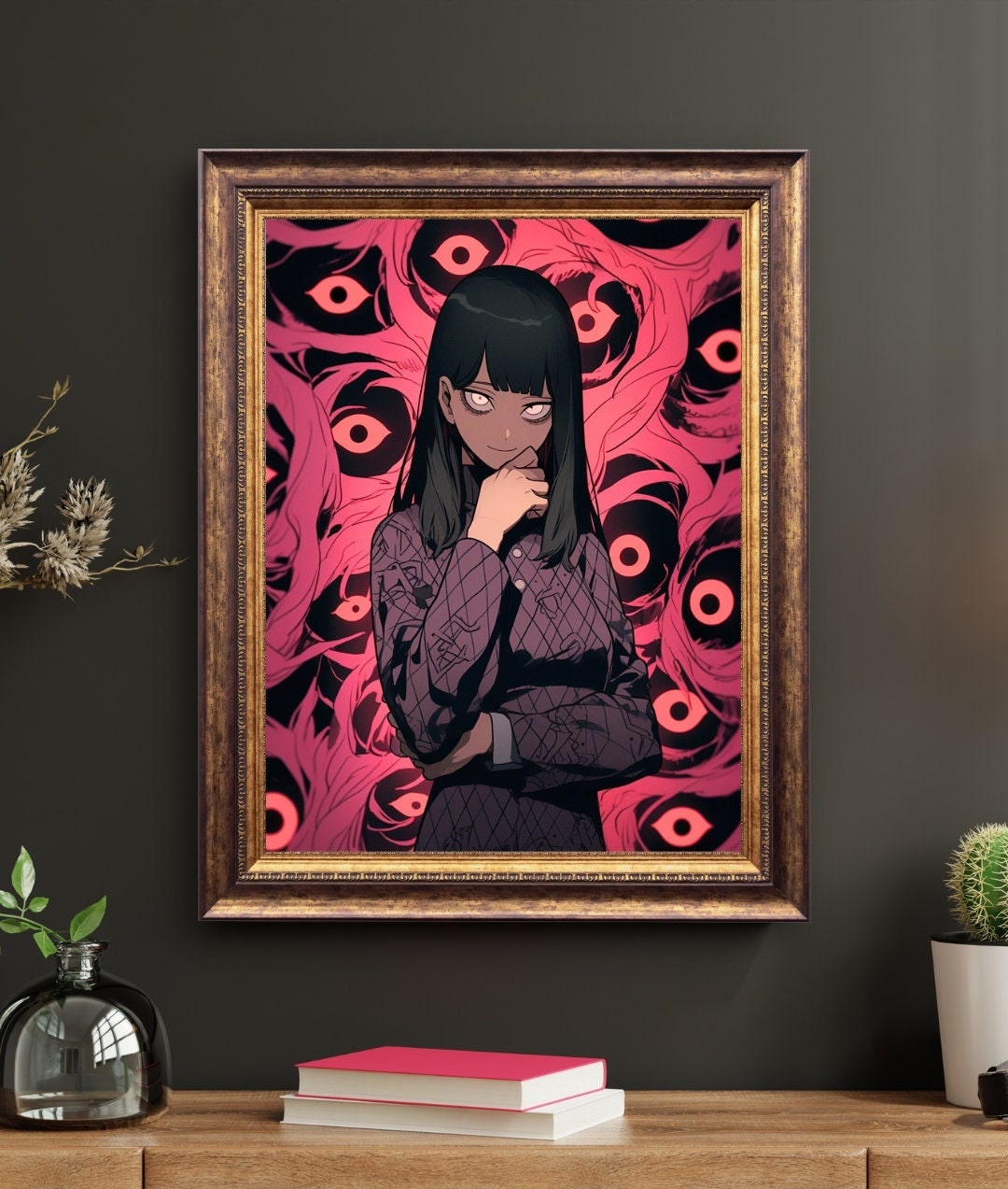 Sinister Smirk - Dark Anime Girl with Ominous Eyes Art Print