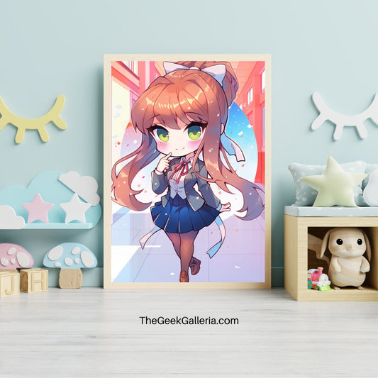 Hallway of Hopes: Chibi Literature Club Leader Art Print