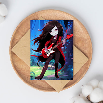 Forest Serenade: Chibi Vampire Rocker Art Print