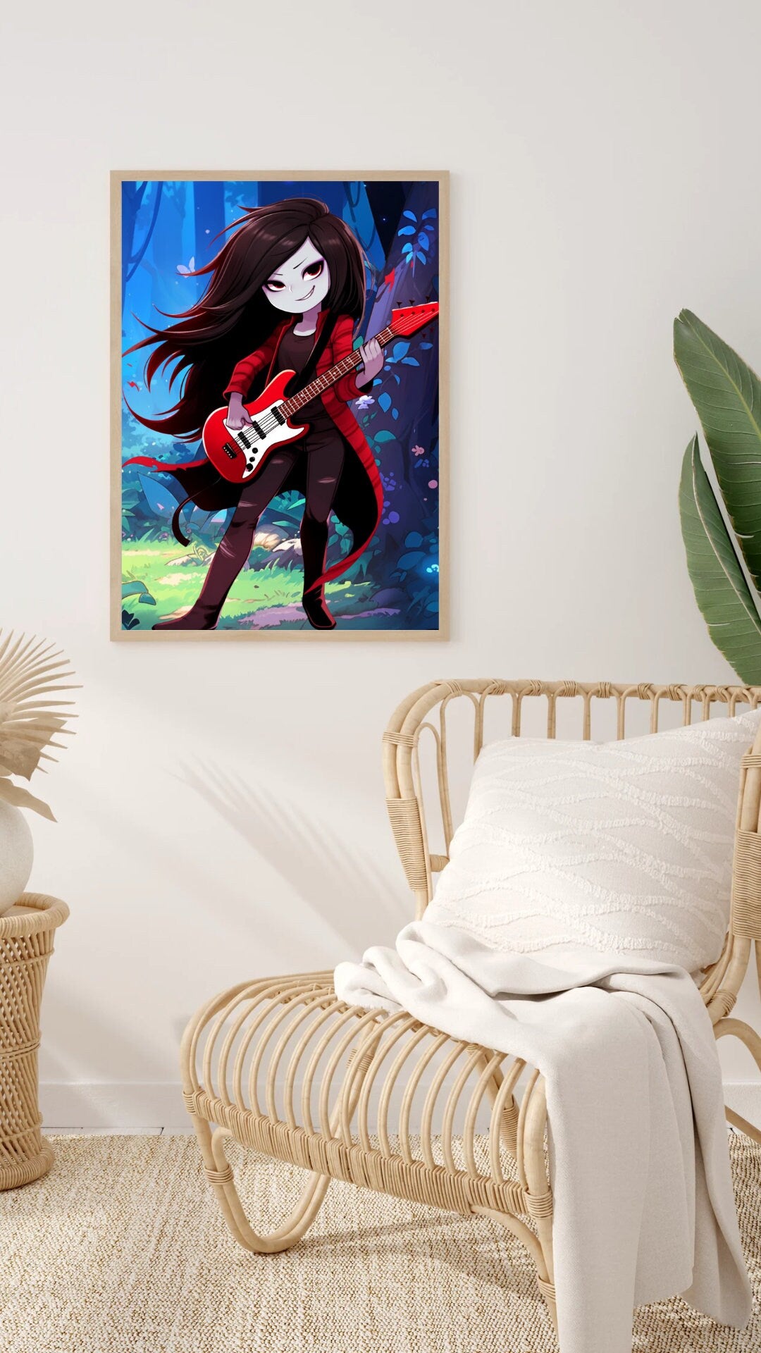 Forest Serenade: Chibi Vampire Rocker Art Print