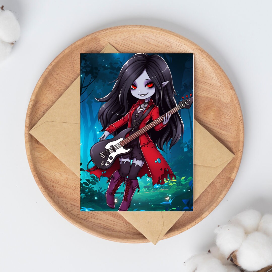 Forest Serenade: Chibi Vampire Rocker Art Print