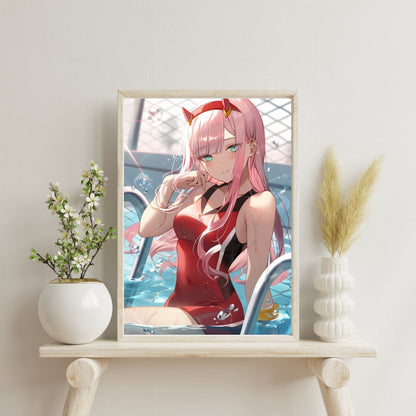 Mystique by the Waters - Anime Siren in Swimsuit Art Print
