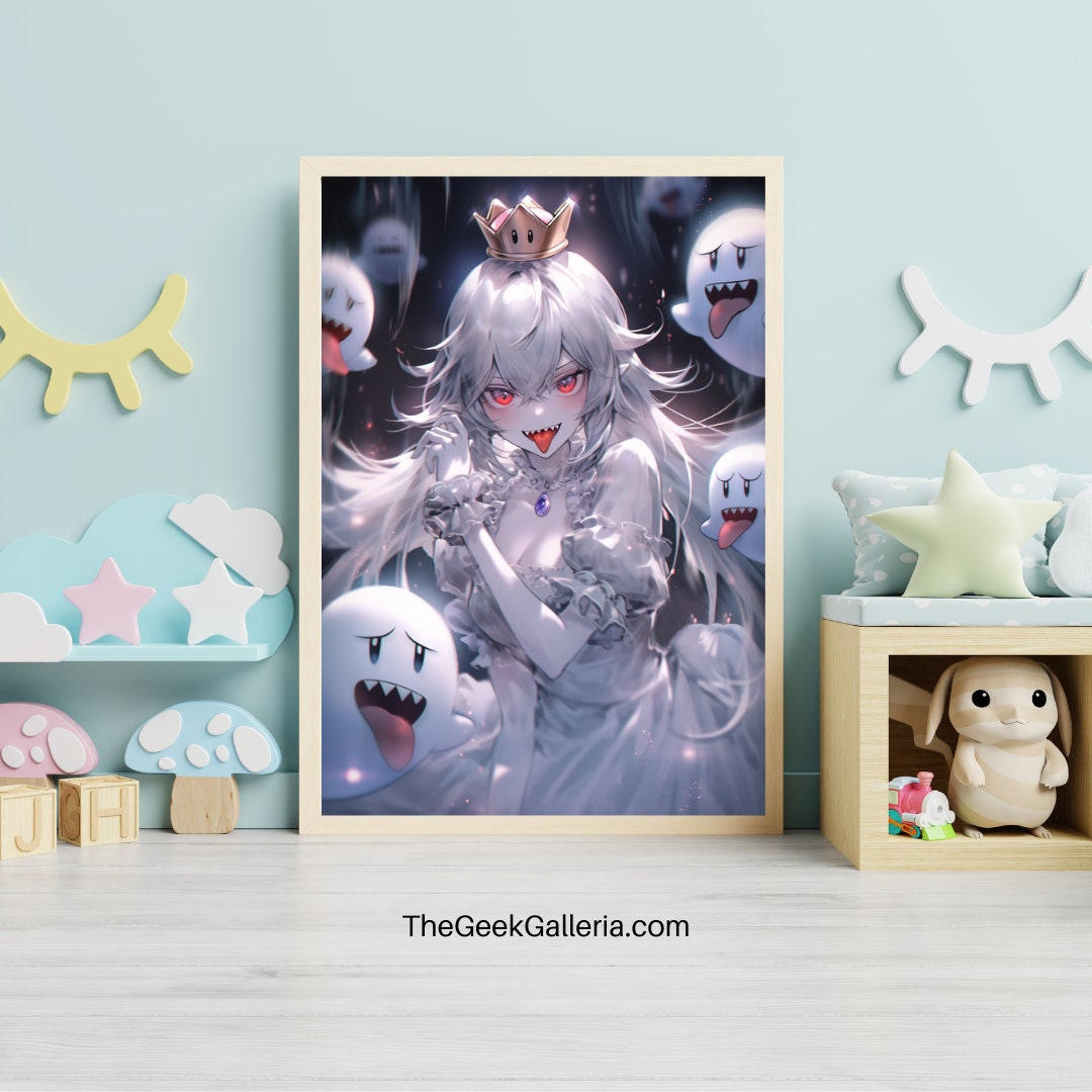 Playful Spirits: Ghostly Princess and Her Minions Art Print Cartoon Wall Decor Poster