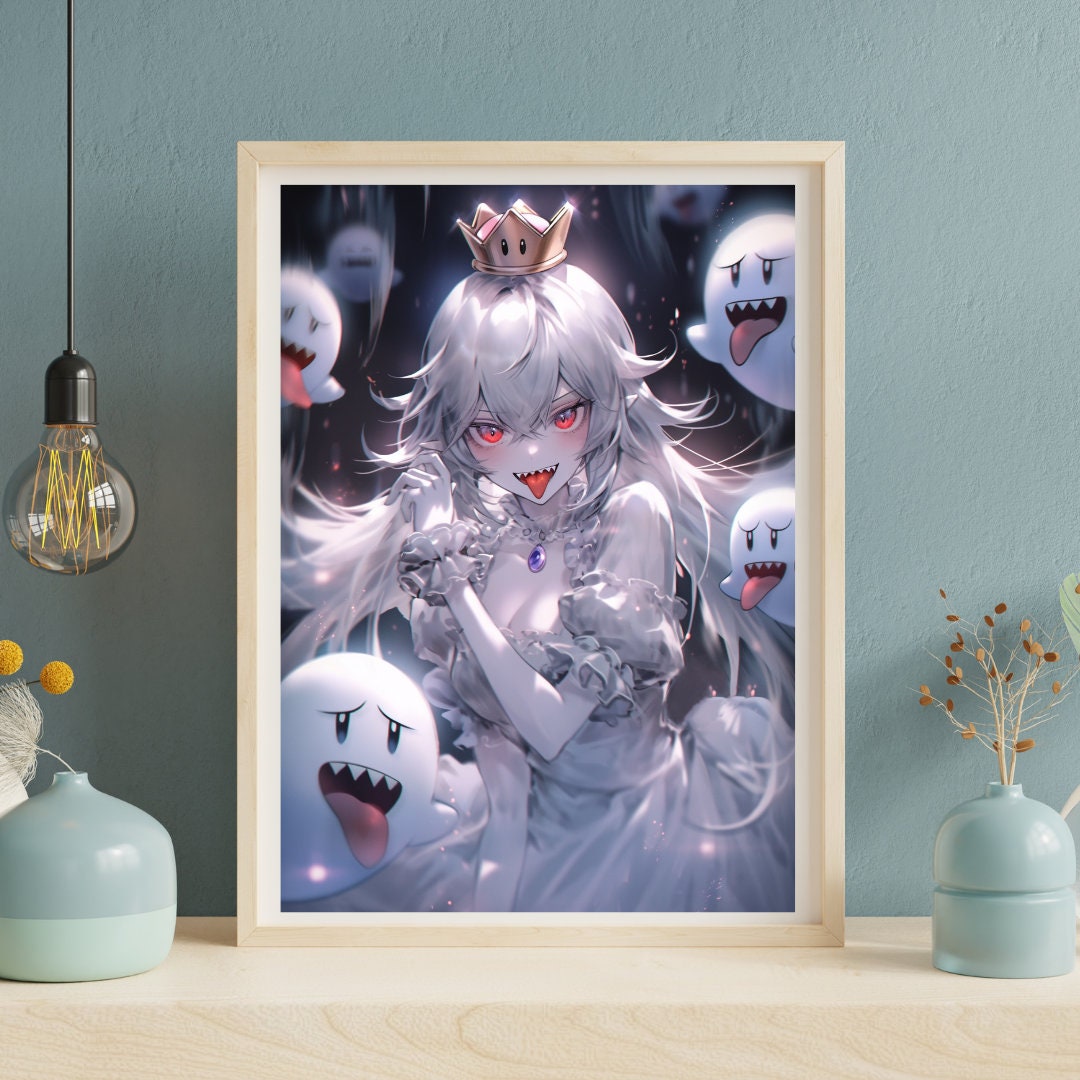 Playful Spirits: Ghostly Princess and Her Minions Art Print Cartoon Wall Decor Poster