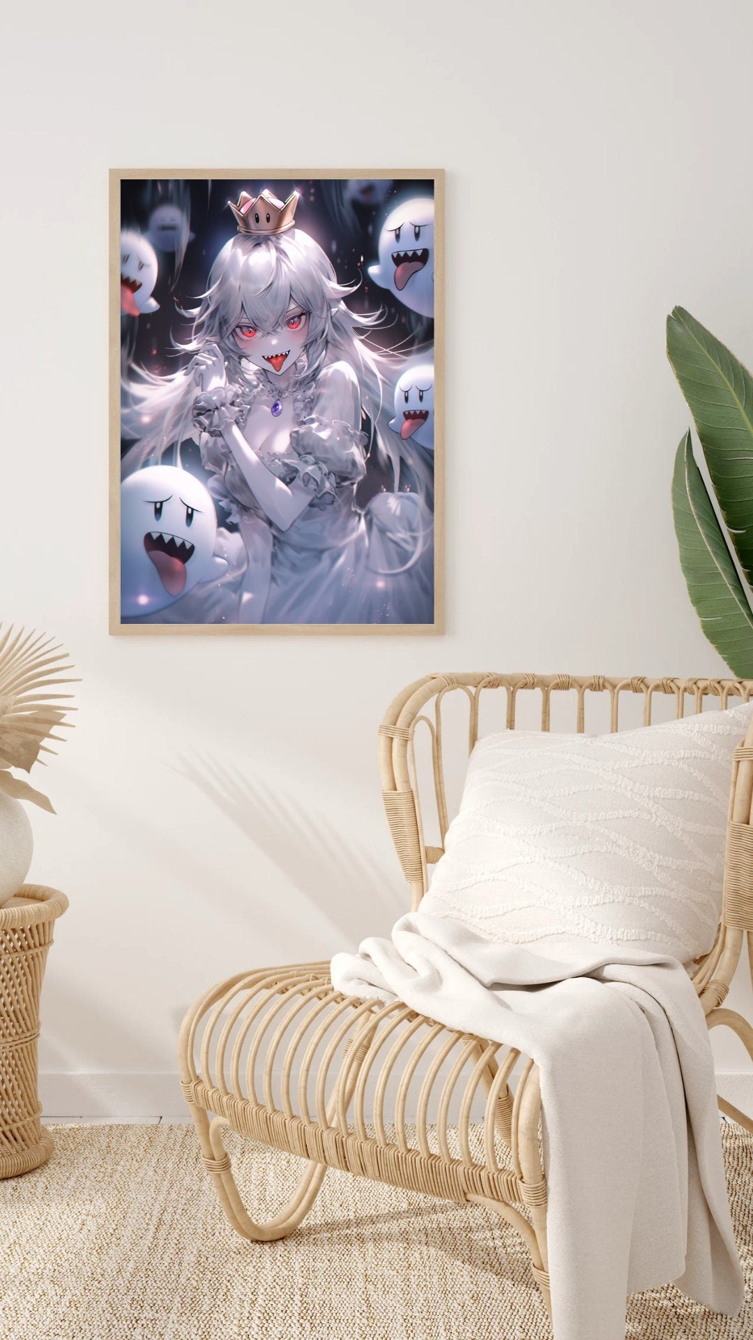 Playful Spirits: Ghostly Princess and Her Minions Art Print Cartoon Wall Decor Poster