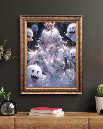 Playful Spirits: Ghostly Princess and Her Minions Art Print Cartoon Wall Decor Poster