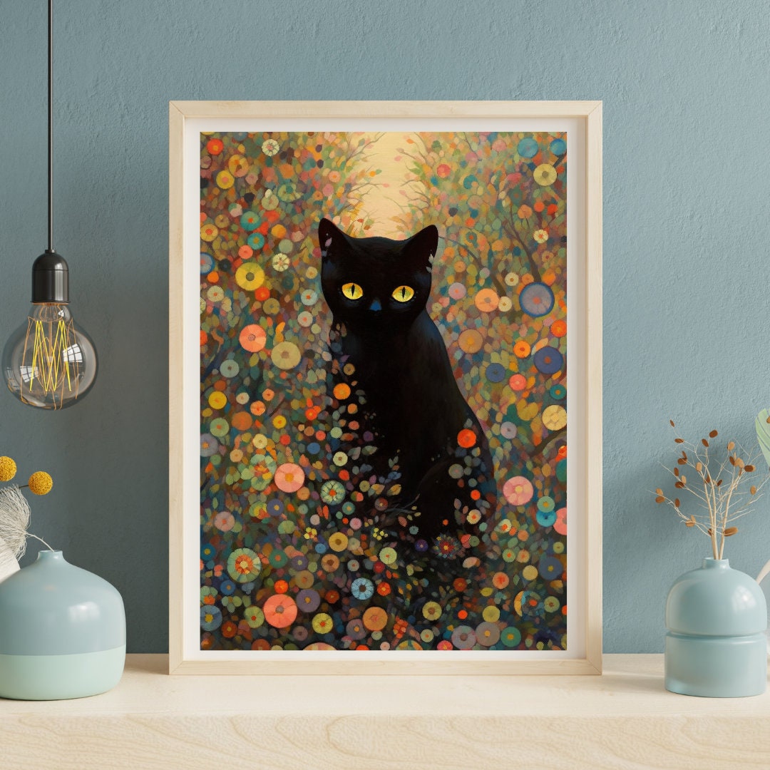 Abstract Feline Elegance Art Print, Cat Lover Gift