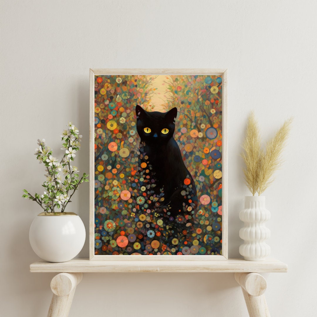 Abstract Feline Elegance Art Print, Cat Lover Gift