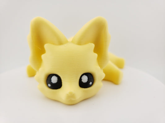 Articulated Cute Banana Yellow Flexi Fox 7.5 Inches - 3D Printed Fidget Fantasy - Authorized Seller - Articulated Desk Buddy