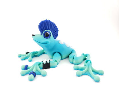 3D-Printed Articulated Punk EMO Frog Decor Desk Decor Fidget Toy - Animal Figurine - Authorized Seller