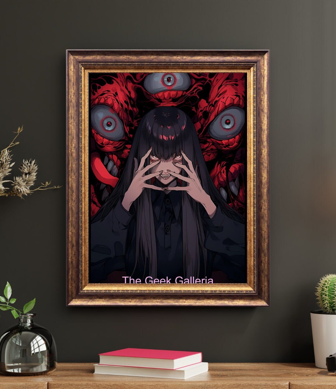 Encroaching Darkness - Fearful Anime Girl and Lurking Shadows Art Print