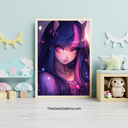 Stellar Scholar: Magical Girl Art Print - Wall Decor Poster