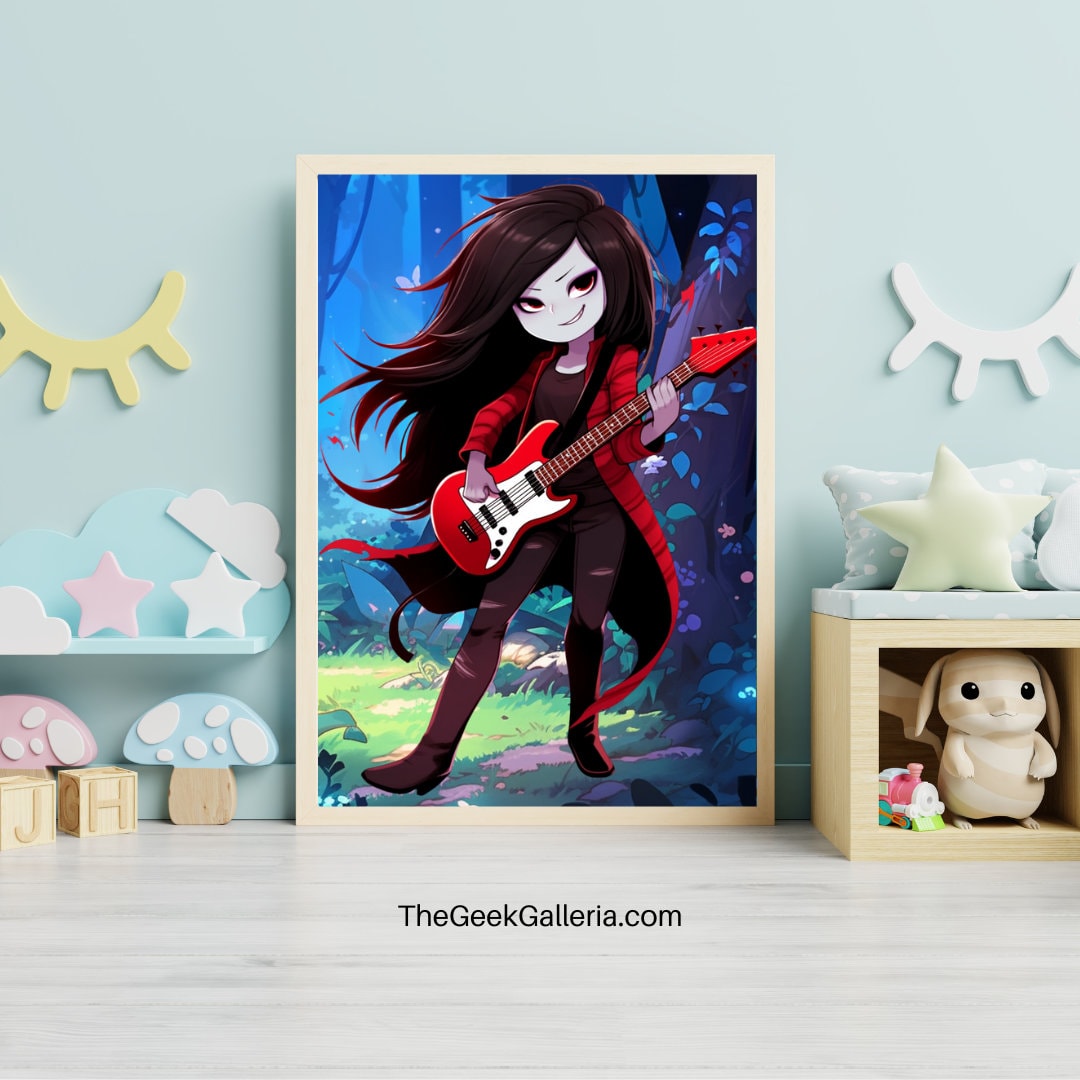 Forest Serenade: Chibi Vampire Rocker Art Print