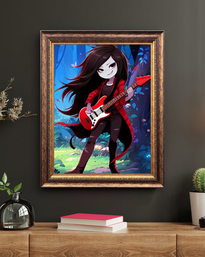 Forest Serenade: Chibi Vampire Rocker Art Print