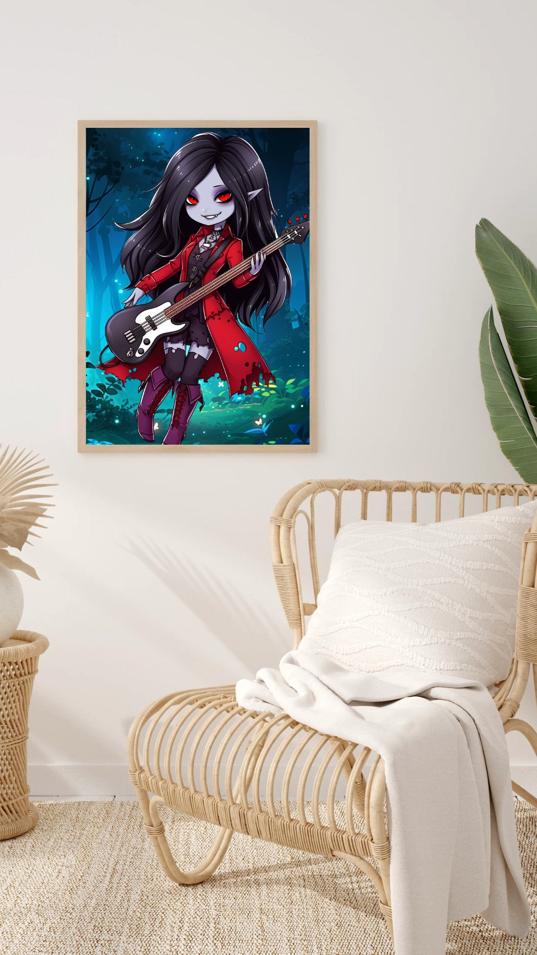 Forest Serenade: Chibi Vampire Rocker Art Print