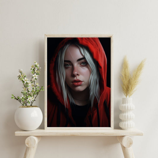 Mystique in the Shadows: Grunge Hoodie Girl Art Print