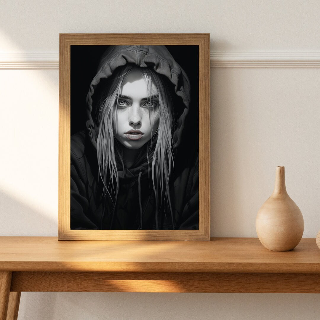 Monochrome Muse Art Print - Frame Not Included