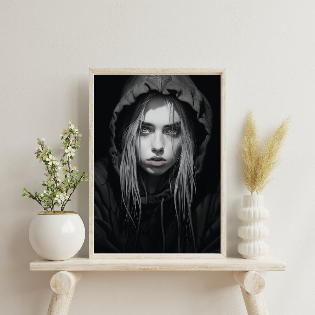 Monochrome Muse Art Print - Frame Not Included