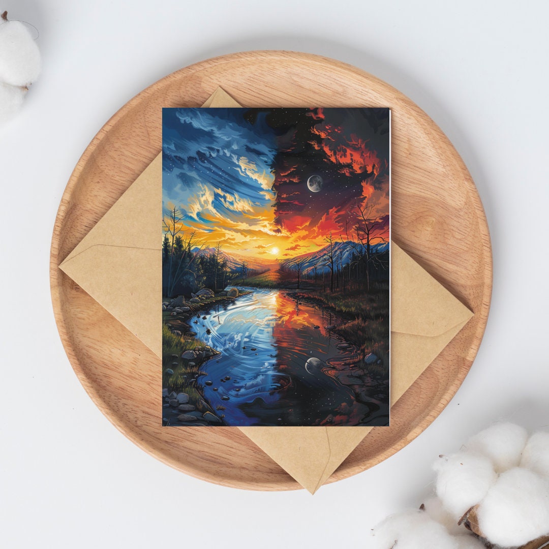 Day and Night: Dual Landscape Art Print - Lake Wall Decor