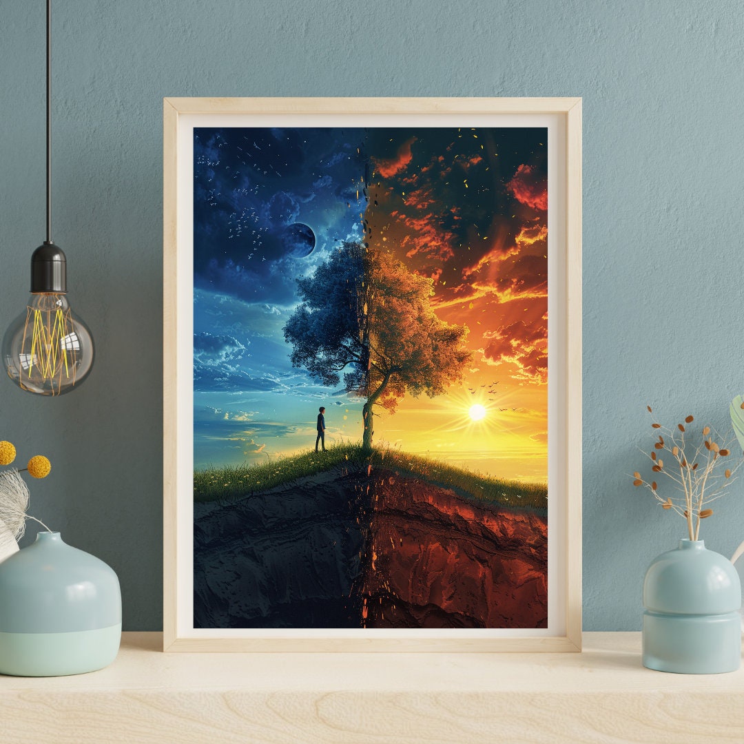 Twilight Passage: Dual-Time Landscape Art Print