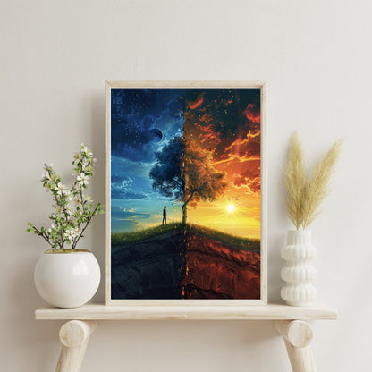 Twilight Passage: Dual-Time Landscape Art Print