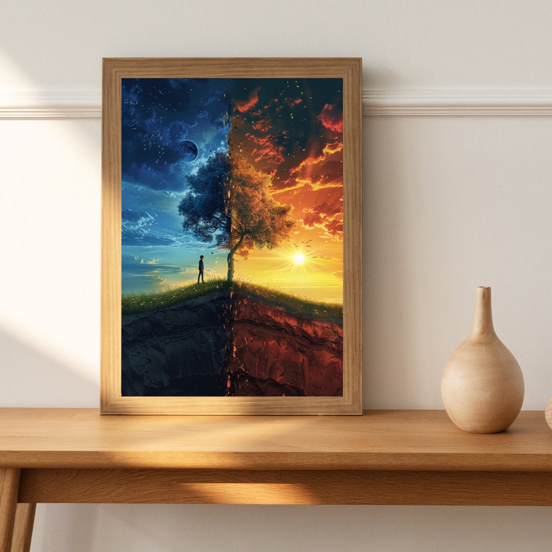 Twilight Passage: Dual-Time Landscape Art Print