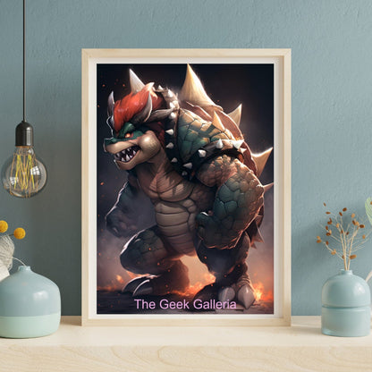 King of the Turtles Fire-Breathing Tyrant Art Print Wall Decor Poster