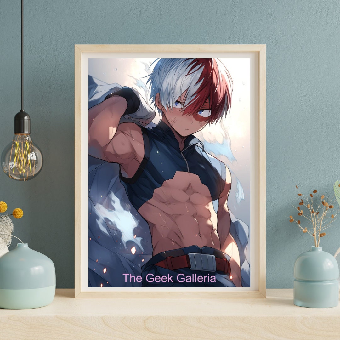 Half-Cold, Half-Hot Prodigy Hero with a Fiery Resolve, Art Print, Anime Poster, Husbando