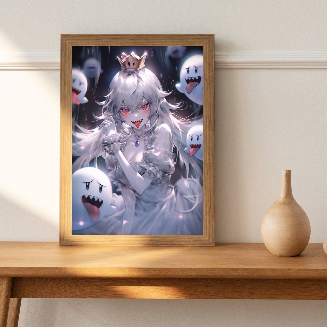 Playful Spirits: Ghostly Princess and Her Minions Art Print Cartoon Wall Decor Poster