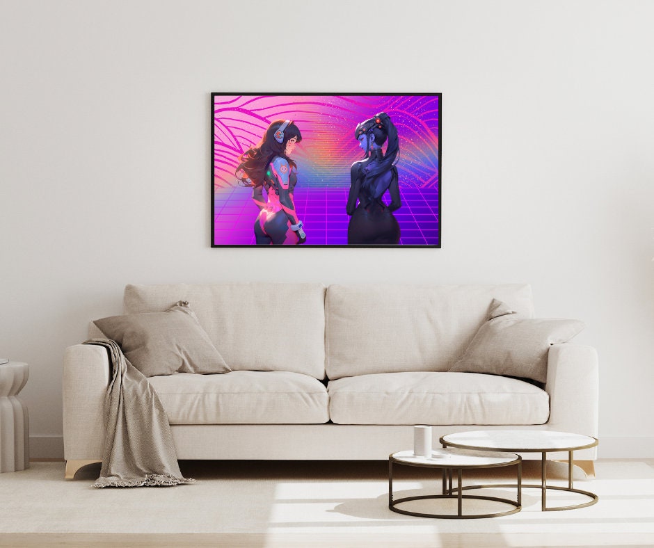 Neon Battle Stance: Futuristic Warriors Art Print - Original Poster - Artwork - Illustration Print Wall Art - Home Decor