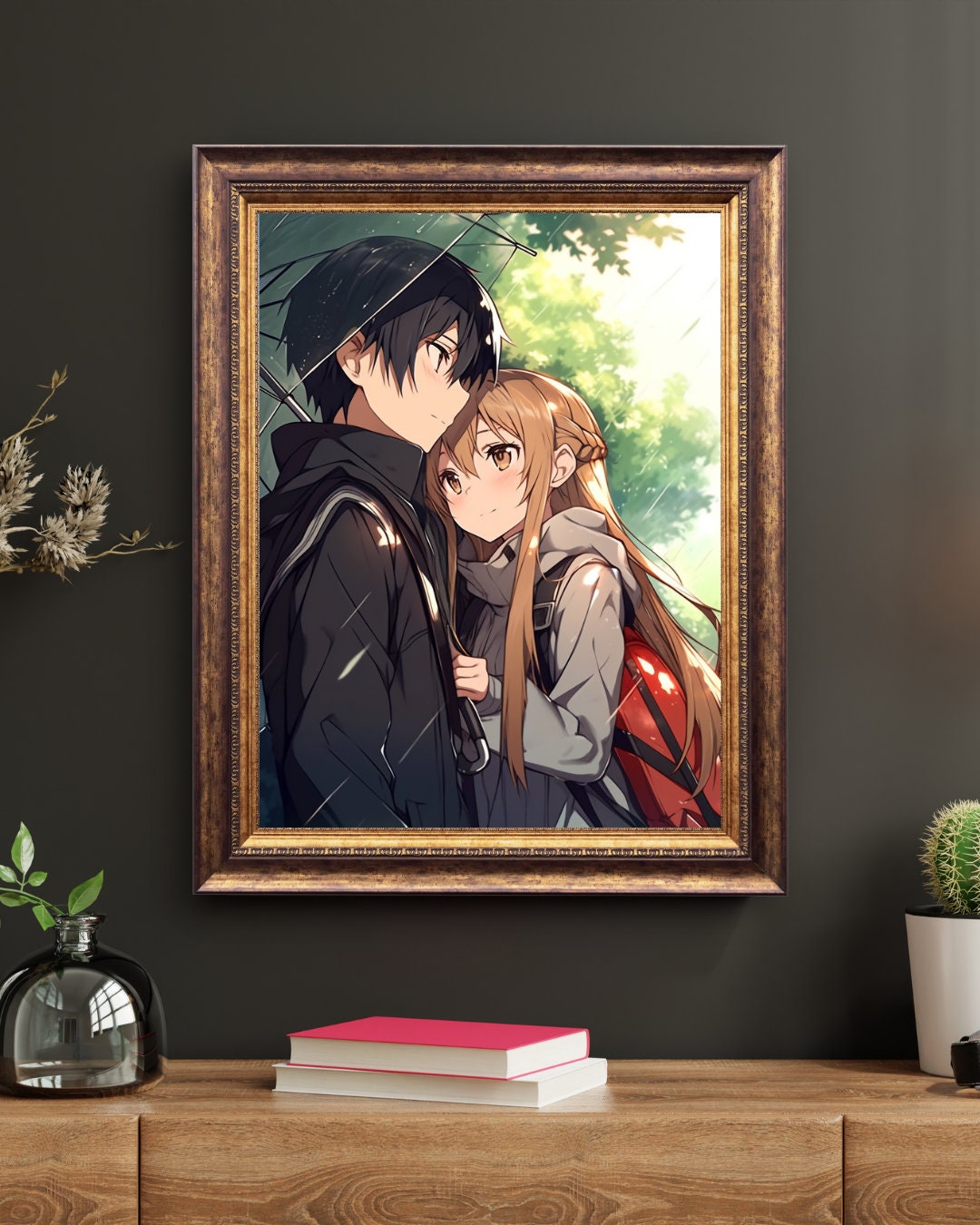Enchanted Swordmasters - Romantic Anime-Inspired Wall Art Print