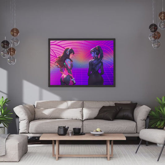 Neon Battle Stance: Futuristic Warriors Art Print - Original Poster - Artwork - Illustration Print Wall Art - Home Decor