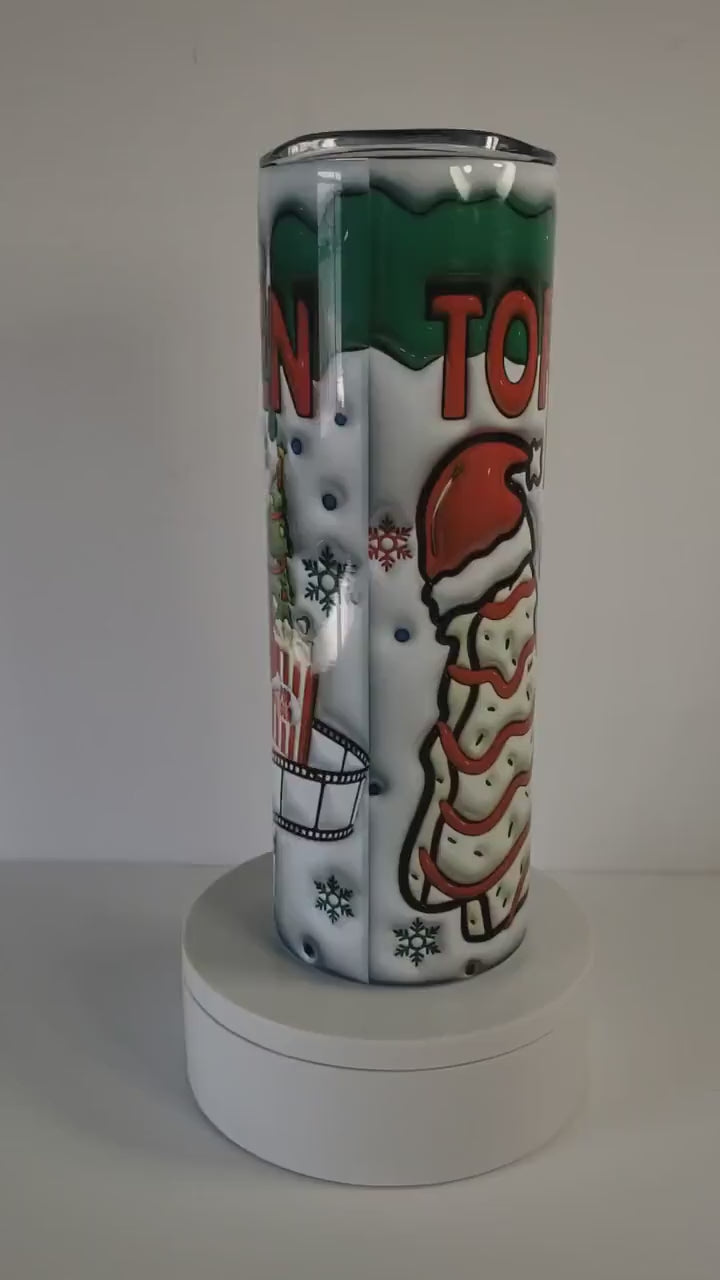 20oz Skinny Tumbler - Festive Holiday Quote, Christmas Candy-Themed Drinkware - Torn Between Looking Like a Snack and Eating One