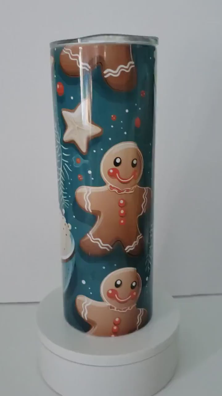 Gingerbread Delight 20oz Skinny Tumbler Wrap - Christmas Tumbler Sublimation Design - Cute Winter Xmas Drinkware