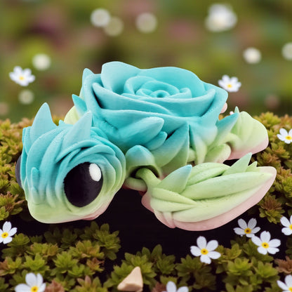 Rose Turtle – Articulated 3D Printed Collectible | Floral-Themed Turtle Desk or Shelf Decor