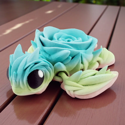 Rose Turtle – Articulated 3D Printed Collectible | Floral-Themed Turtle Desk or Shelf Decor