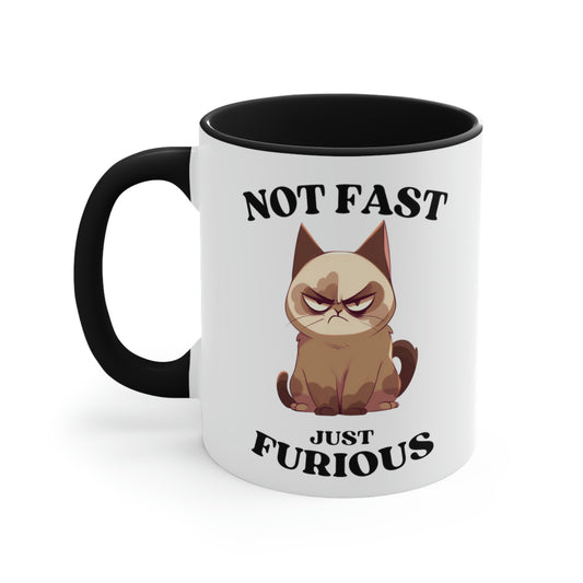 Grouchy Cat Coffee Mug, Funny Cat Mug, Not Fast Just Furious Quote, Cat Lover Gift, Ceramic Mug, Grouchy Cat Gift, Sassy Cat Mug,
