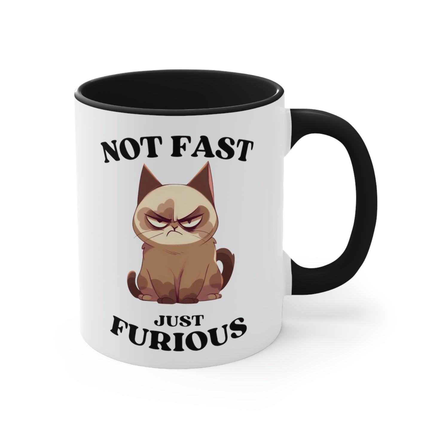 Grouchy Cat Coffee Mug, Funny Cat Mug, Not Fast Just Furious Quote, Cat Lover Gift, Ceramic Mug, Grouchy Cat Gift, Sassy Cat Mug,