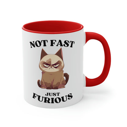 Grouchy Cat Coffee Mug, Funny Cat Mug, Not Fast Just Furious Quote, Cat Lover Gift, Ceramic Mug, Grouchy Cat Gift, Sassy Cat Mug,