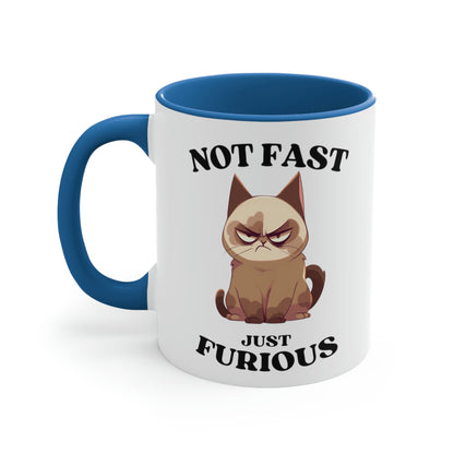 Grouchy Cat Coffee Mug, Funny Cat Mug, Not Fast Just Furious Quote, Cat Lover Gift, Ceramic Mug, Grouchy Cat Gift, Sassy Cat Mug,