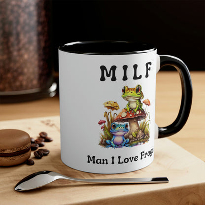 Funny Novelty Gift, Frog Coffee Mug, Man I Love Frogs MILF Ceramic Cup, Frog Lover Gift, Girlfriend Wife Gift Idea, Cottagecore Mushroom Mug